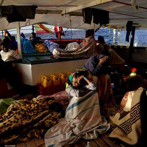 مهاجرون على متن السفينة أوبن آرمز.