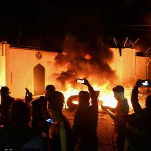 القنصلية الإيرانية في النجف بعد إحراقها