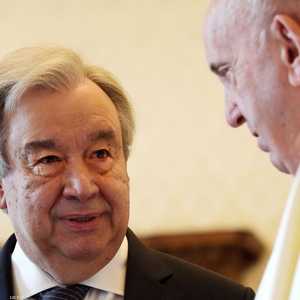 البابا وغوتيريش خلال اجتماعهما