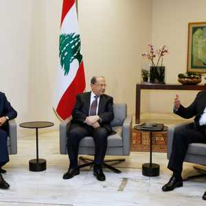 من اليمين: دياب وعون وبري