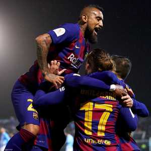 غريزمان يحتفي بإحراز هدف ضد إيبيزا