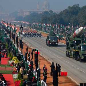 صاروخ من طراز شاكتي خلال العرض العسكري الهندي