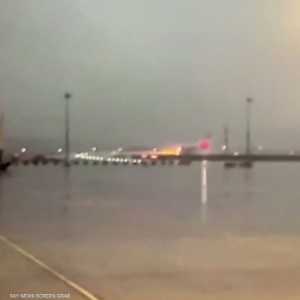 لحظة انزلاق الطائرة التركية