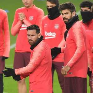 ميسي خلال تداريب برشلونة