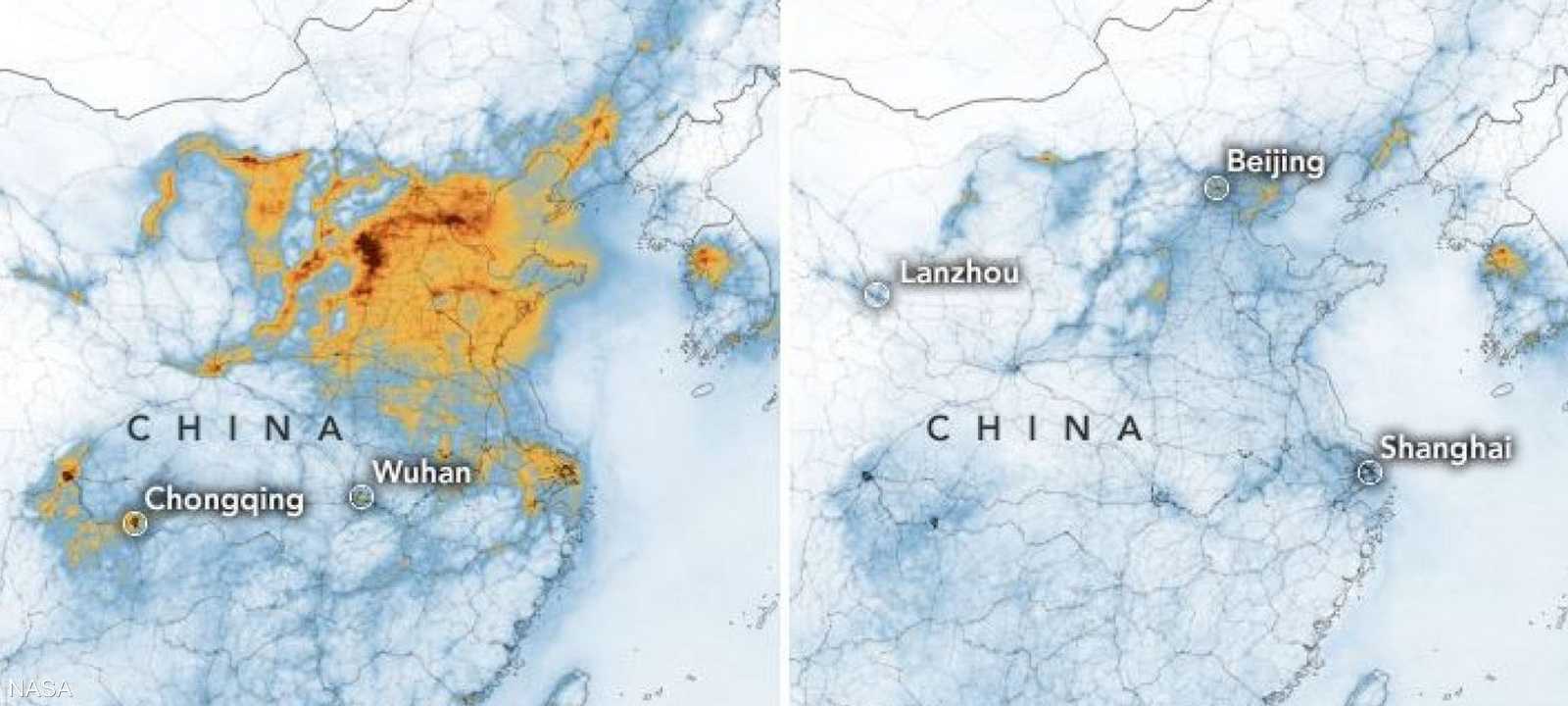 ناسا: انخفاض ثاني أكسيد الكربون في الصين مرتبط بتفشي الفيروس