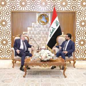 الحلبوسي استقبل علاوي في مجلس النواب.