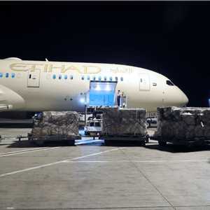 تحمل الطائرة الإماراتية 10 أطنان من المستلزمات الطبية