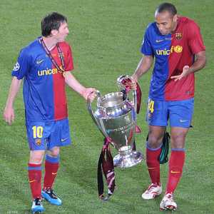 هنري وميسي بعد تحقيق بطولة 2009