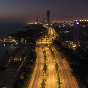 صورة عامة لشوارع مدينة جدة السعودية أثناء الحظر.
