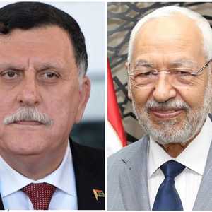 راشد الغنوشي (يمين) وفائز السراج (يسار)