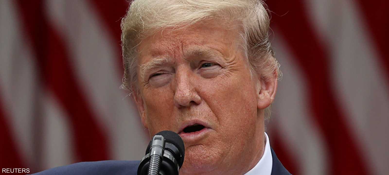 الرئيس الأميركي دونالد ترامب يتحدث في البيت الأبيض بواشنطن.
