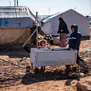 أطفال في مخيم الهول بشمال سوريا الذي يخضع لإدارة الأكراد