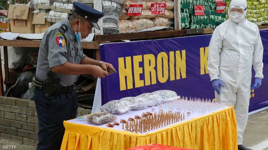 أتلفت السلطات في ميانمار، الجمعة، مخدرات مضبوطة تقدر قيمتها بأكثر من 839 مليون دولار، على هامش الاحتفال باليوم العالمي لمكافحة المخدرات.