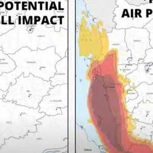 خريطة نشرها بومبيو عن التداعيات التي قد تنجم عن انفجار صافر