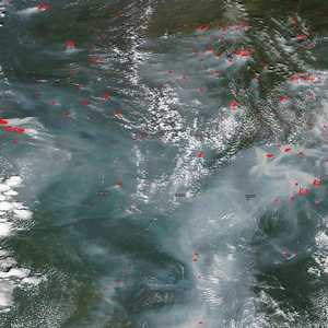 لقطة جوية من وكالة ناسا تبين مساحة الحرائق