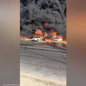 حريق ضخم على طريق القاهرة الإسماعيلية