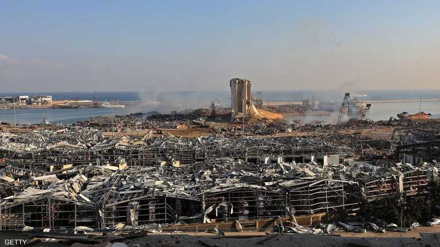مرفأ لبنان، مكان الانفجار، تدمر بشكل شبه كامل.
