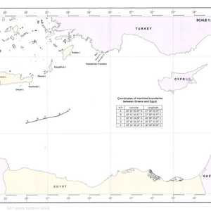 خريطة ترسيم الحدود البحرية بين مصر واليونان
