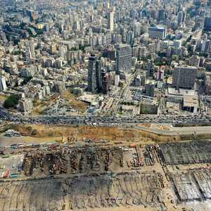 صورة جوية لآثار الدمار التي خلفها انفجار بيروت