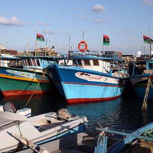 جانب من ميناء مصراتة الليبي