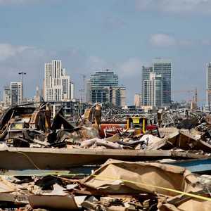 جانب من الدمار الذي خلفه انفجار مرفأ بيروت