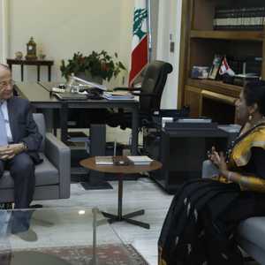 سفيرة سريلانكا زارت الرئيس اللبناني بقصر بعبدا بعد الانفجار