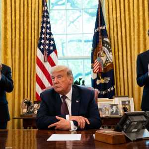 ترامب لحظة الإعلان عن الاتفاق البحريني الإسرائيلي