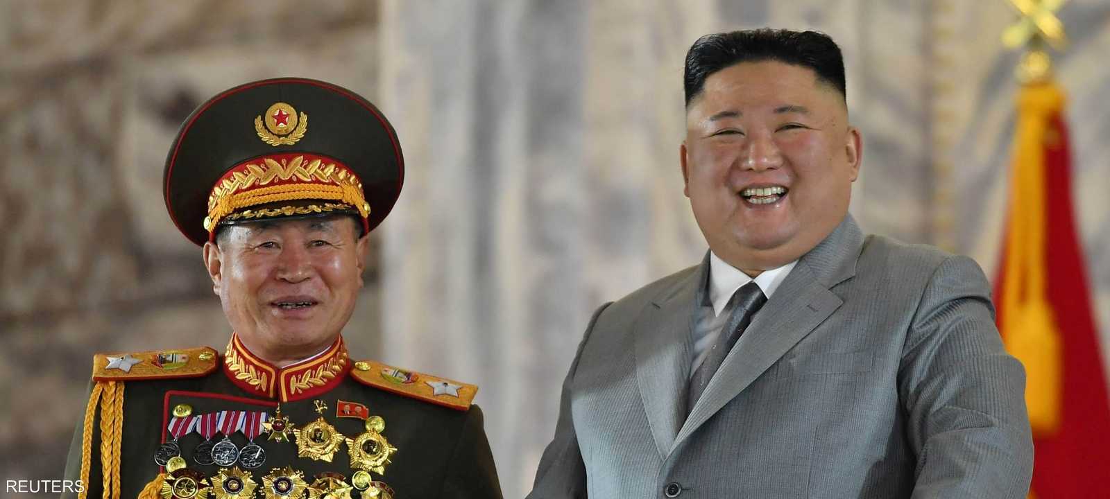 كيم جونغ أون خلال الاحتفال بمرور 75 عاما على تأسيس الحزب