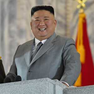 كيم جونغ أون خلال الاحتفال بمرور 75 عاما على تأسيس الحزب