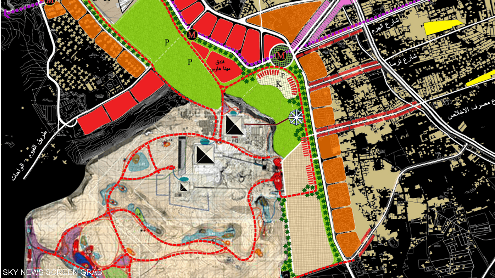 صورة المخطط العام لتطوير منطقة الأهرامات