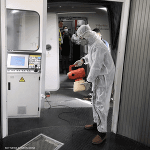 عملية تعقيم في أحد المطارات المصرية