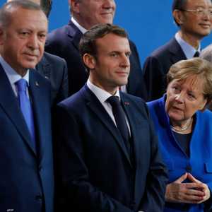 صورة أرشيفية تجمع أردوغان وماكرون وميركل