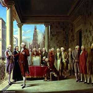 جورج واشنطن خلال أدائه قسم الرئاسة