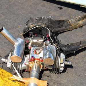 قطعة من المسيرة الحوثية التي استهدفت مطار أبها