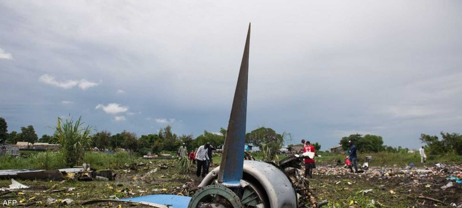 جانب من آثار تحطم طائرة في جنوب السودان عام 2015.