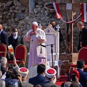 البابا فرنسيس خلال زيارته للموصل.