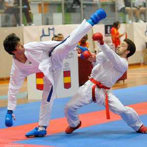 البطل المصري علي الصاوي في إحدى نزالات الكاراتيه