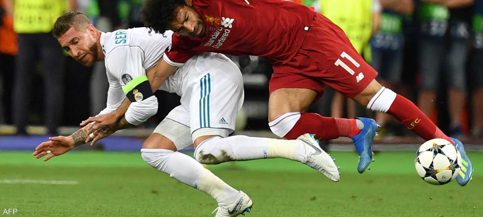 لحظة إصابة صلاح.. وانقلاب نهائي 2018 لصالح ريال مدريد