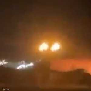 لحظة سقوط صاروخ على مطار أربيل