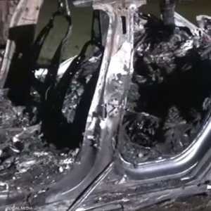 السيارة احترقت بالكامل إثر الحادث