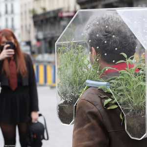 فنان نمساوي يرتدي فقاعة الواحة المتنقلة في زمن كورونا