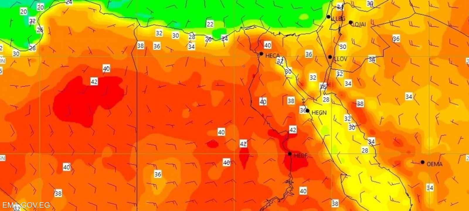 التوقعات رسمت خرائط متوهجة بسبب ارتفاع درجات الحرارة