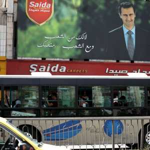 لافتة في دمشق لدعم بشار الأسد في انتخابات الرئاسة