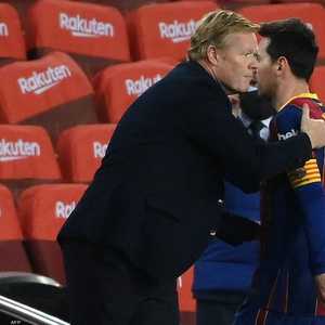 رونالد كومان مع نجم برشلونة ليونيل ميسي