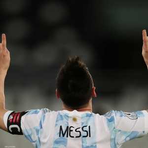 ميسي بعد تسجيله الهدف للأرجنتين