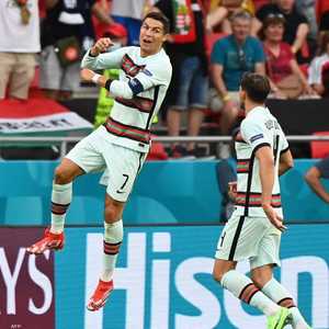 احتفال رونالدو بهدف في مرمى المجر