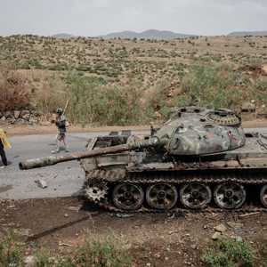 دبابة عسكرية مهجورة في إقليم تيغراي