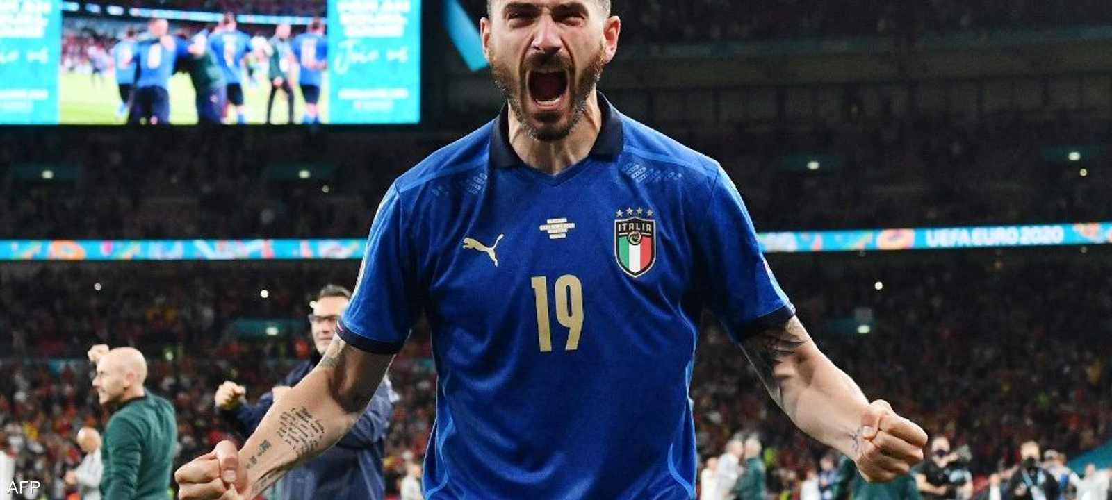 فرحة بونوتشي بعد الانتصار في موقعة ويمبلي