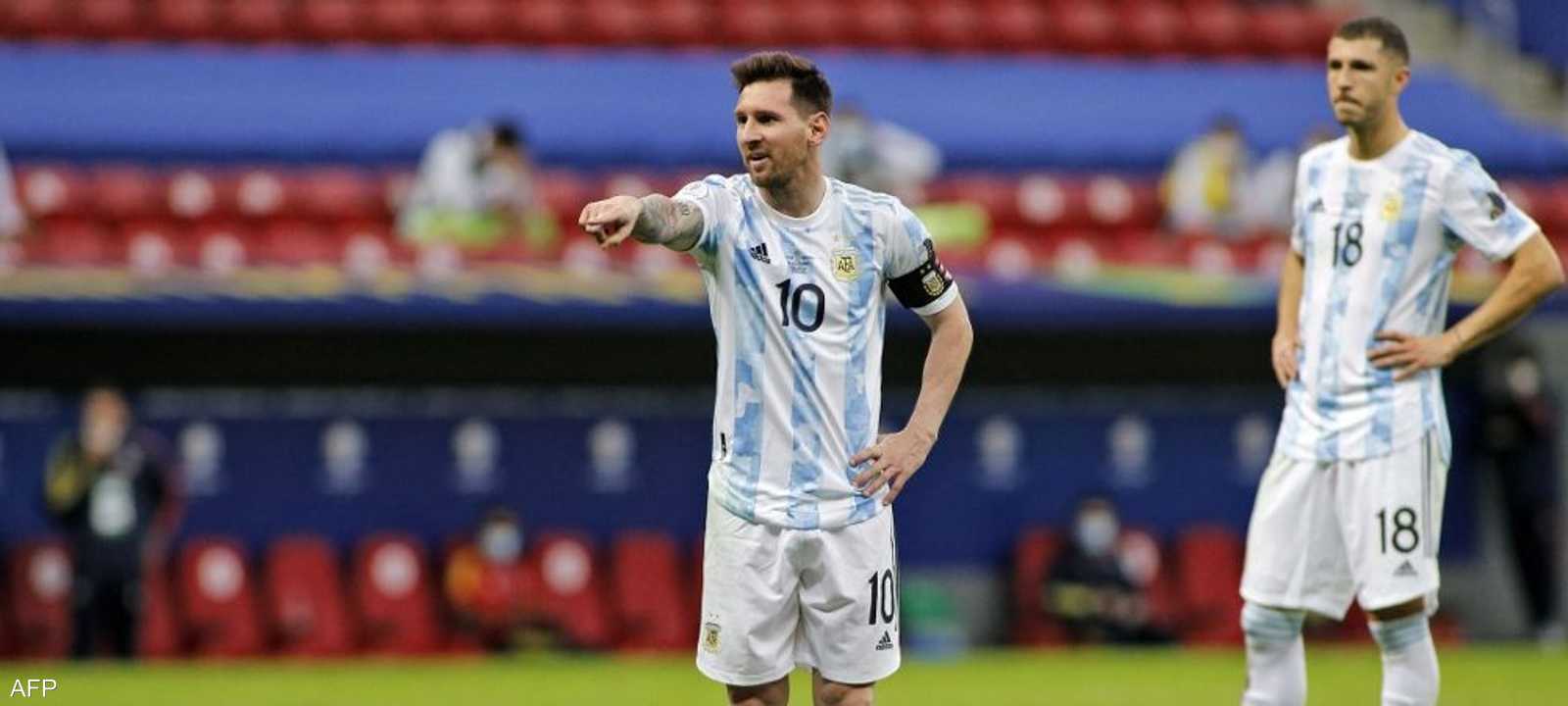 ميسي خلال اللقاء أمام كولومبيا