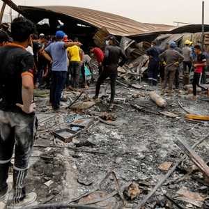 آثار الدمار الذي خلفه الحريق في مستشفى الإمام الحسين